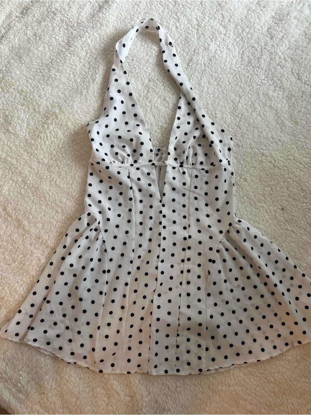 White Polka Dot Halter Top - Classic Black Dot Print